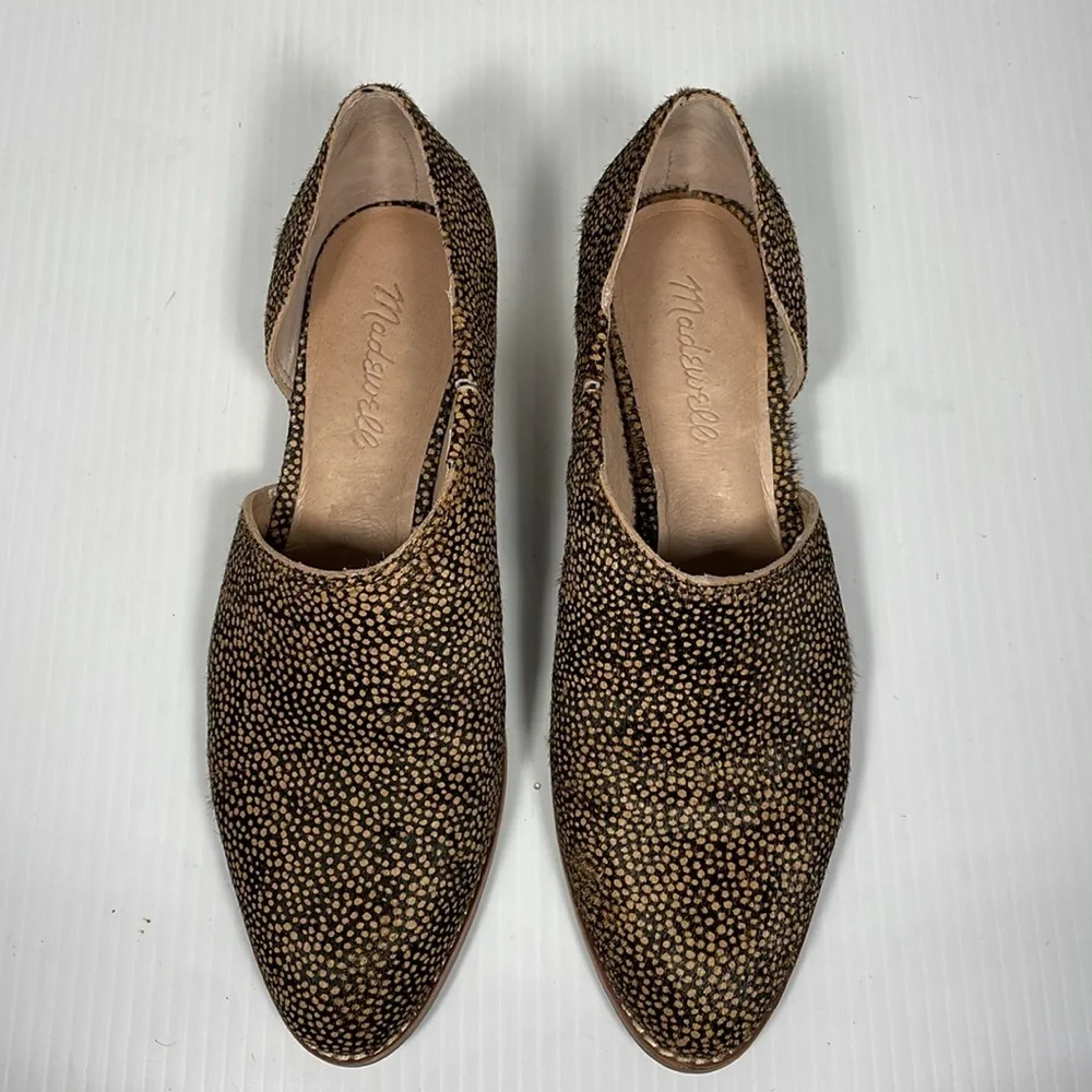 Madewell The Lucie Bootie Sz 7 Leather Brown Cutout Flat Calf Hair Upper Slip-On - Picture 14 of 16